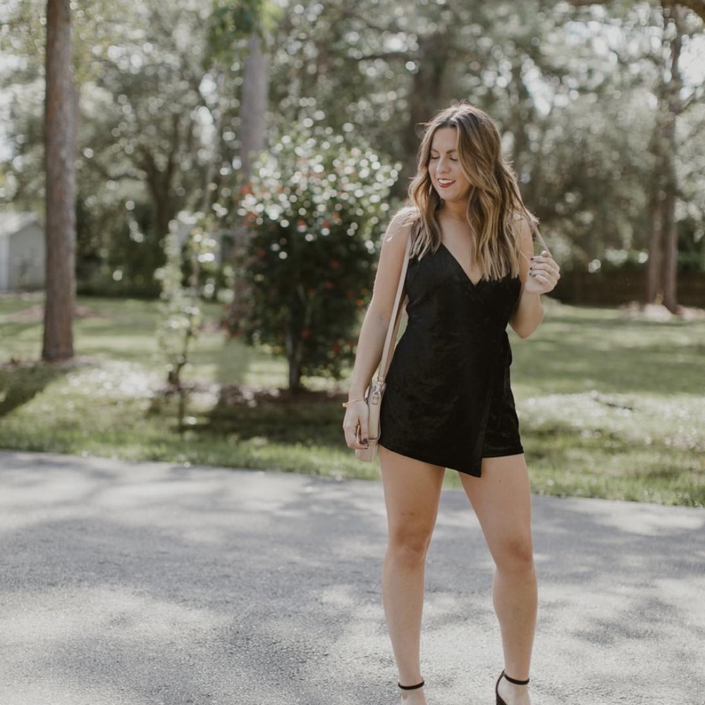 Black velvet romper